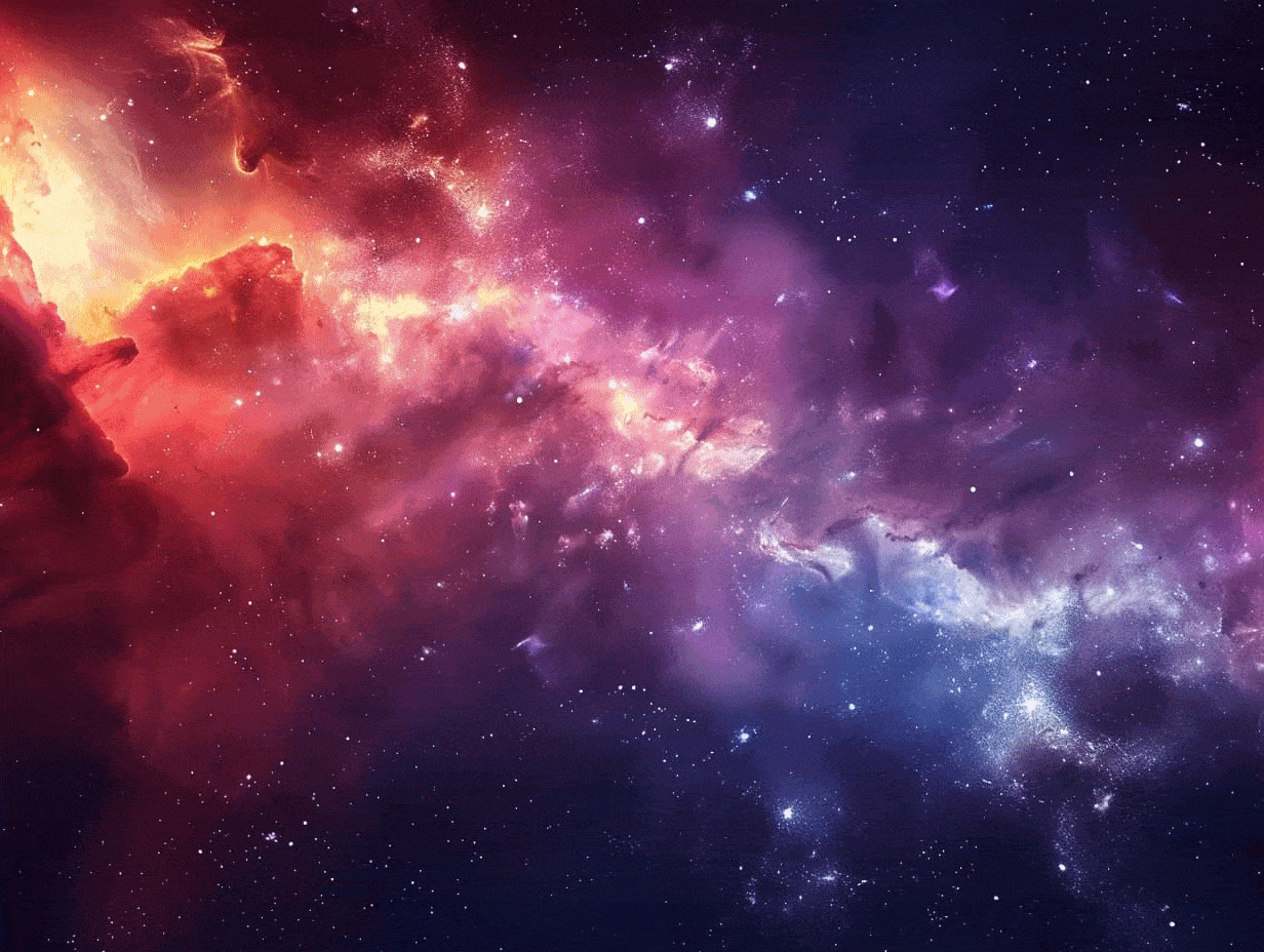 Illustration d'une nébuleuse colorée illuminant l'espace