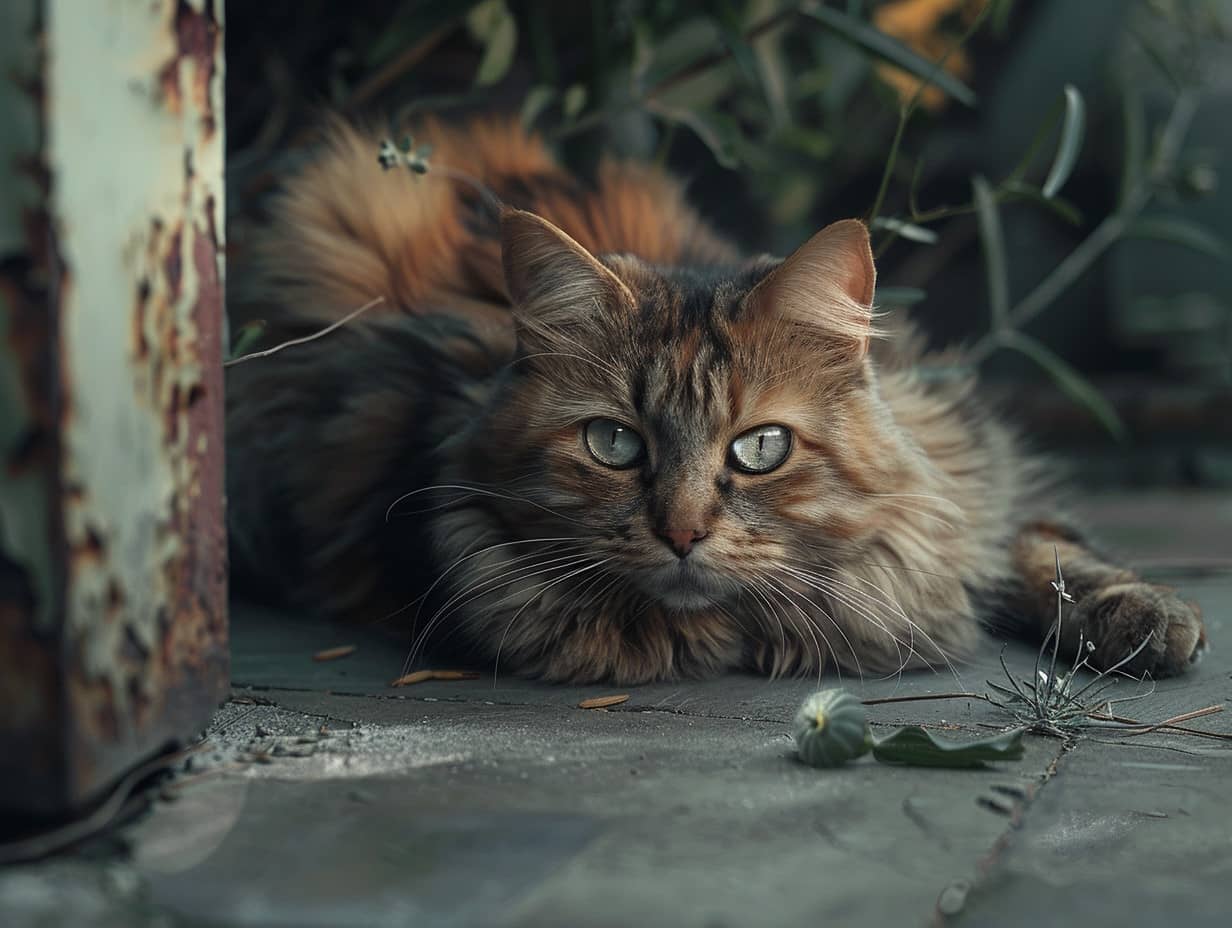 Chaton mignon explorant une pièce de la maison