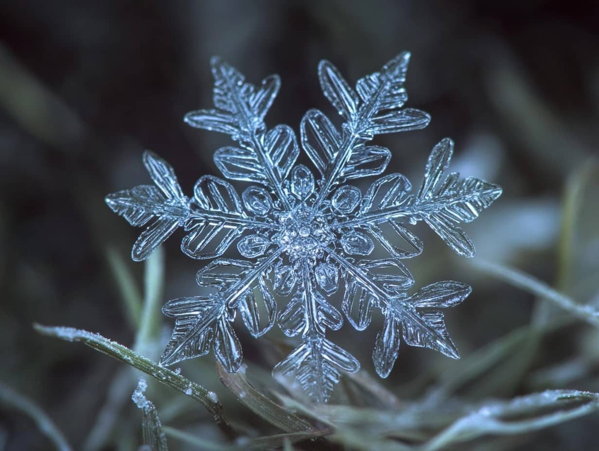 Flocon de neige délicatement sculpté, capturant la beauté naturelle des cristaux de glace