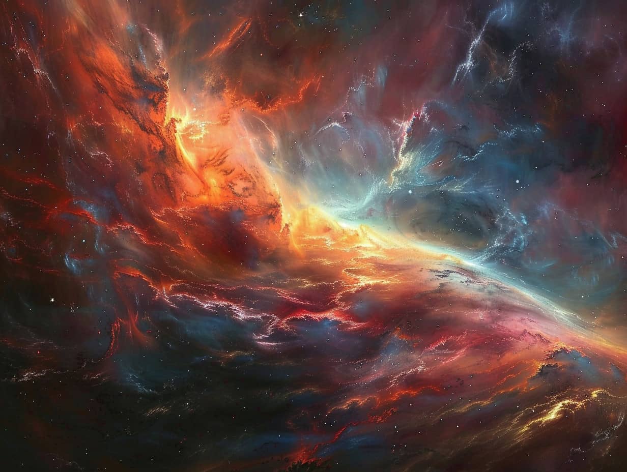 Illustration d'une étoile naissante dans une nébuleuse colorée