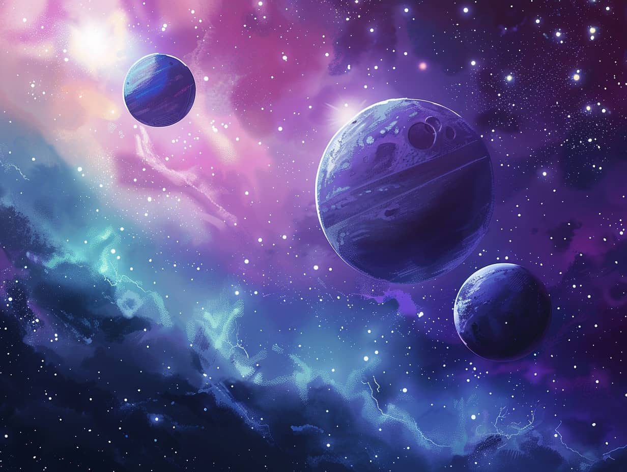 Illustration artistique d'un système stellaire avec plusieurs planètes