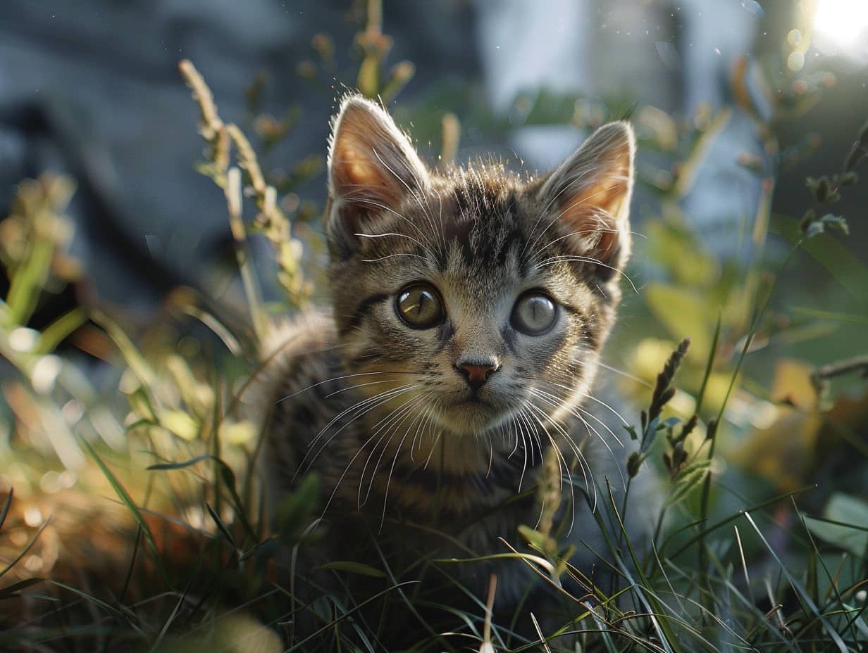 Chat mignon se reposant près d'une fenêtre ensoleillée