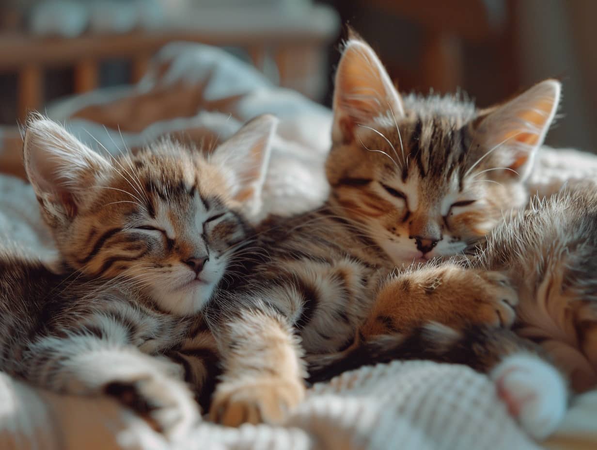 Chaton mignon jouant avec une plume colorée