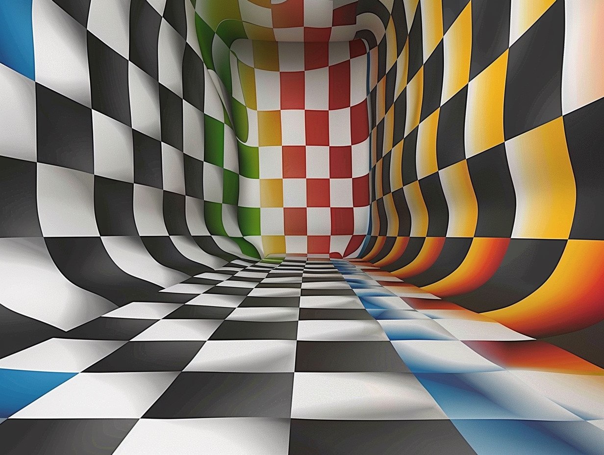 Démonstration de l'illusion de contraste simultané où une couleur change de perception en fonction des couleurs adjacentes