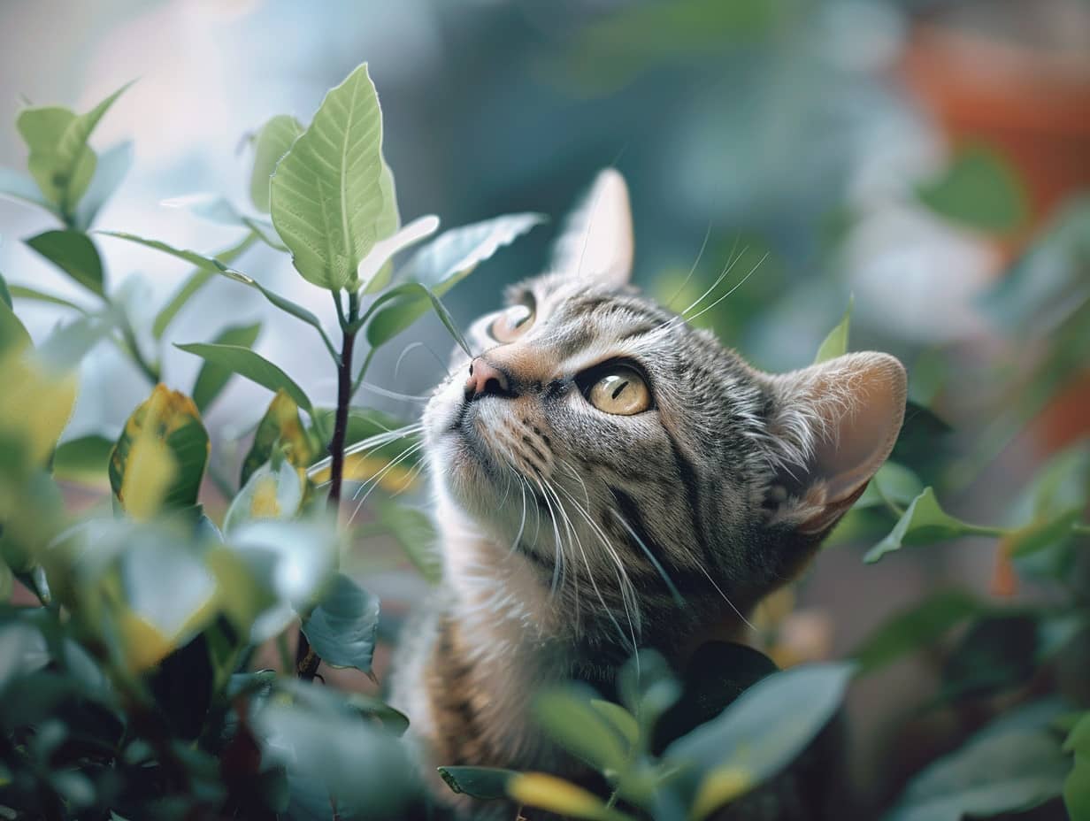 Chat mignon aux yeux curieux explorant la maison