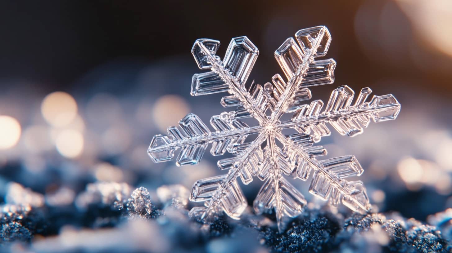 Flocon de neige avec des lignes fluides, symbolisant la douceur de la saison hivernale