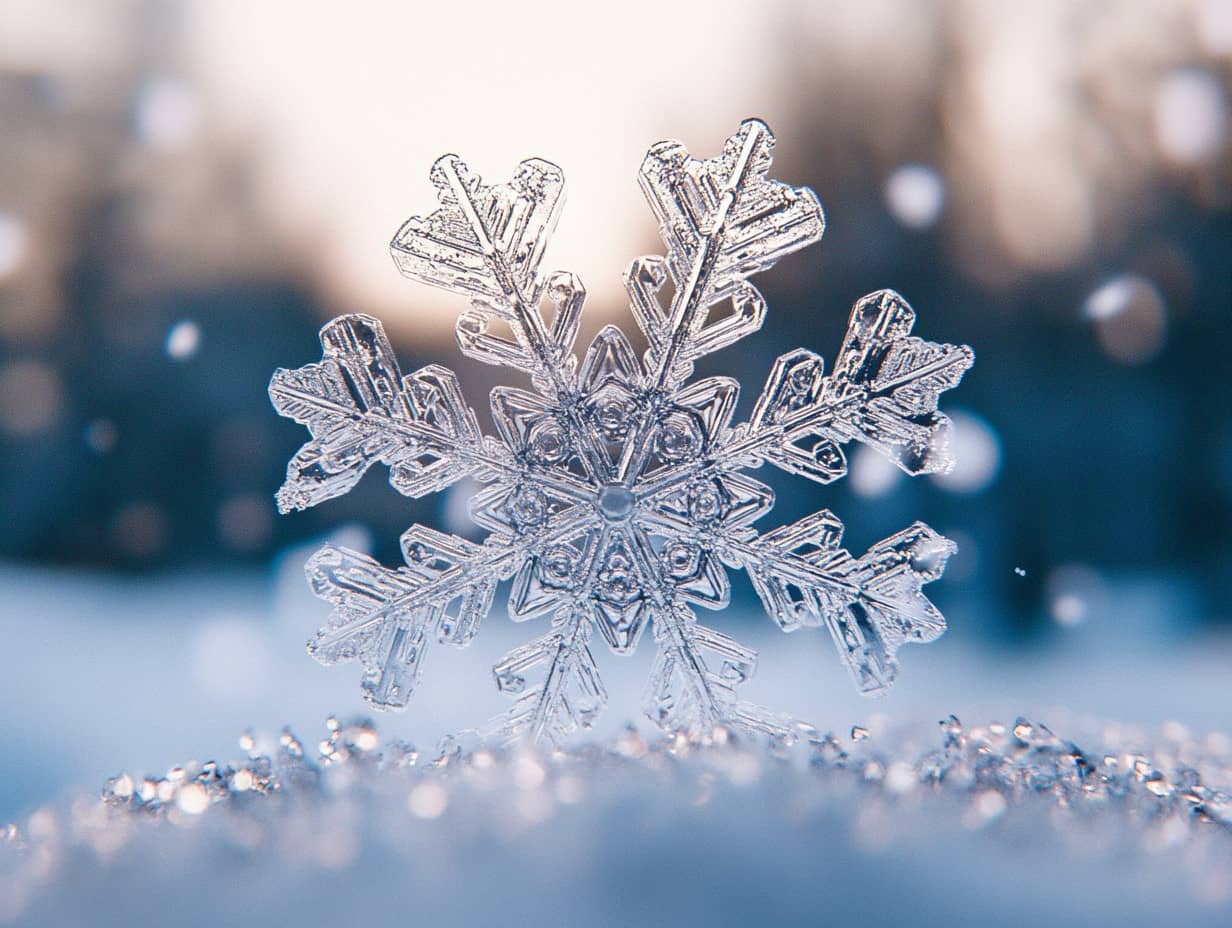 Illustration d'un flocon de neige détaillé, capturant la symétrie naturelle des cristaux