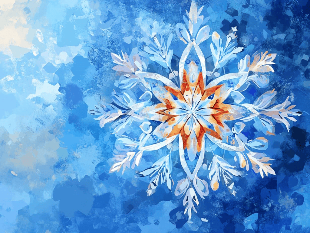 Illustration d'un flocon de neige magique, avec des motifs délicats pour des projets artistiques