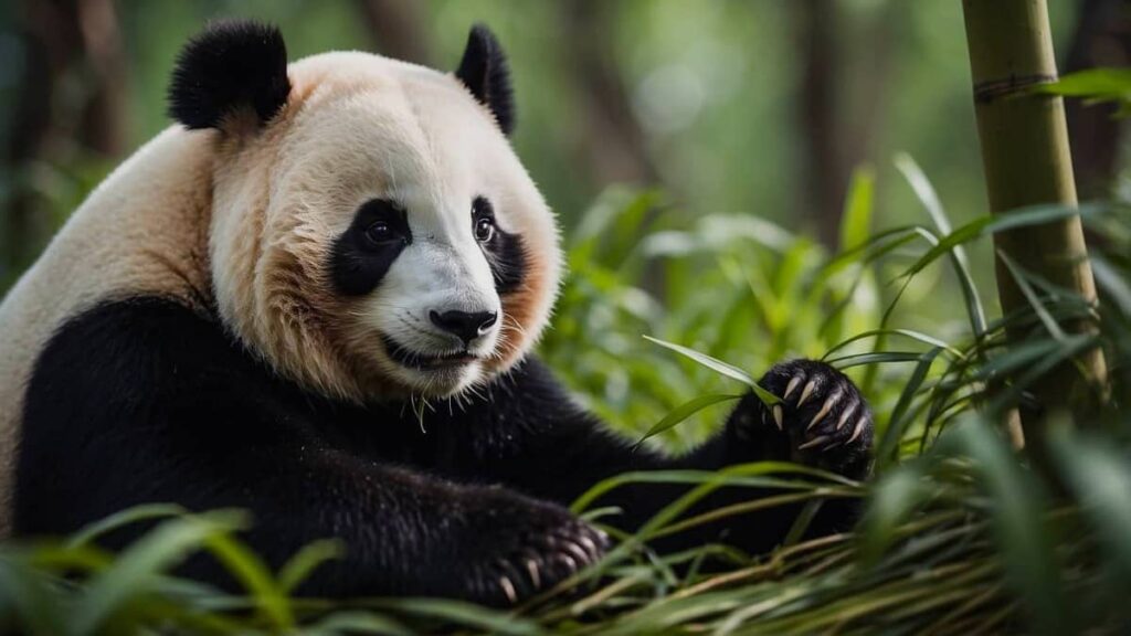 panda géant qui mange du bambou