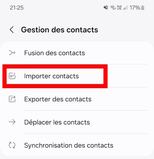 importer contacts android