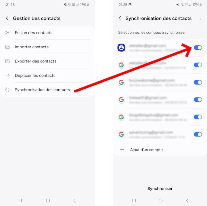 syncroniser contacts android