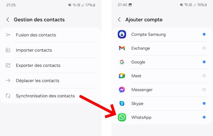 syncroniser contacts whatsapp android