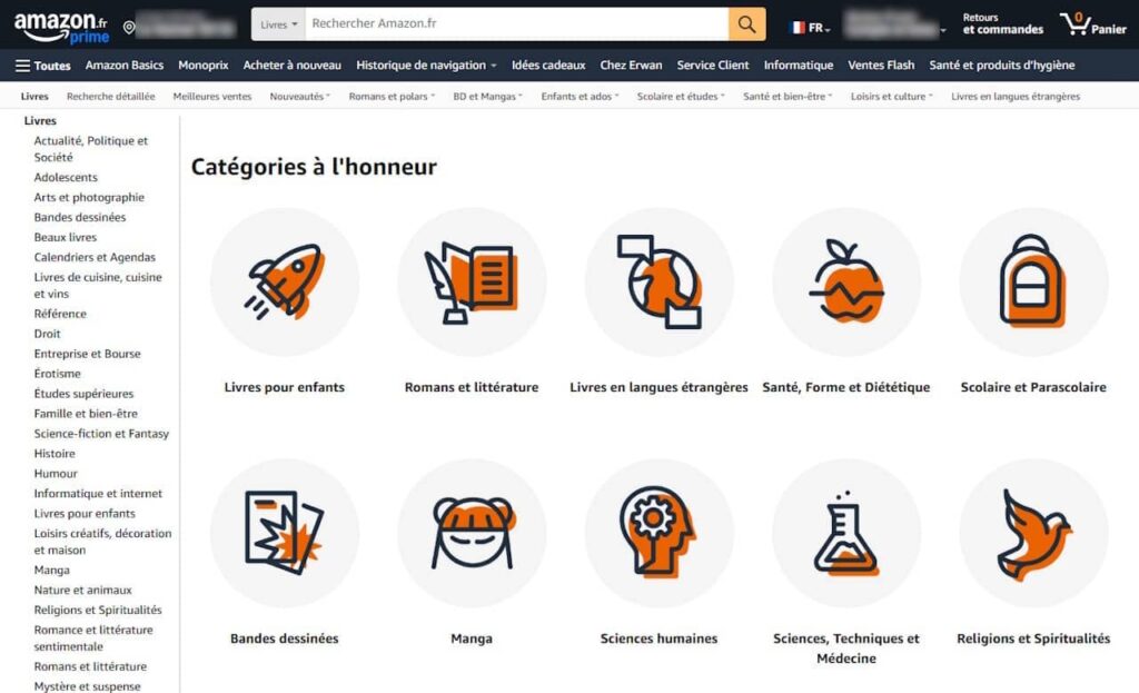 amazon livres catégories